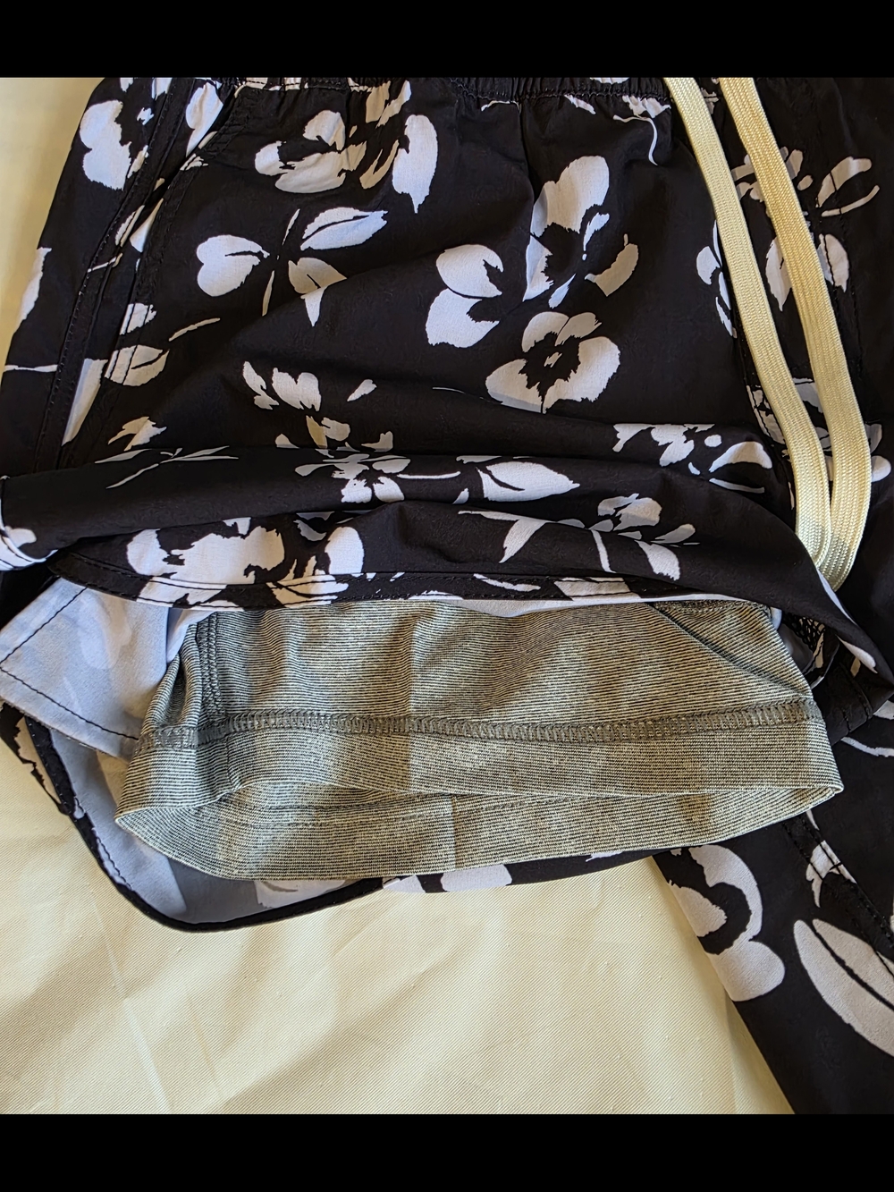 Fair Harbor Black Floral Hybrid Swim Shorts with White Drawstring - Picture 5 of 7